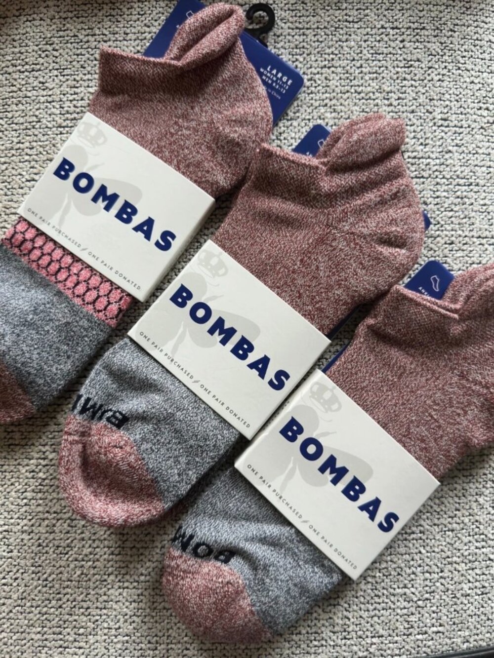 Bombas Ankle Socks 3 Pairs NWT Large Women 11-13 Men 9.5-13